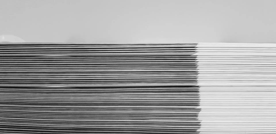 Close up pattern and line of white and black spine or saddle book are sorting Stock Photos