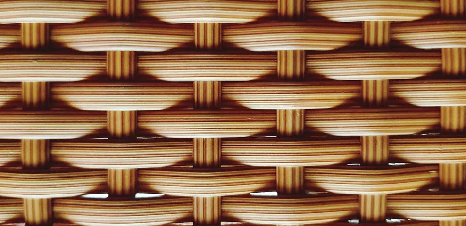 Close up pattern and texture of brown weave table for background Stock Photos
