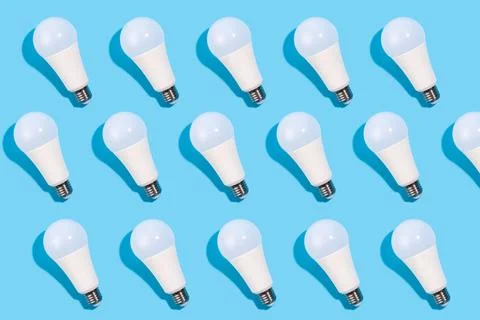 Close up pattern of led lamps on an isolated blue background. Energy efficien Foto stock