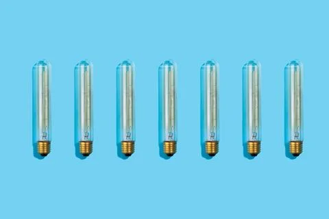 Close up pattern of led lamps on an isolated blue background. Energy efficien Foto stock