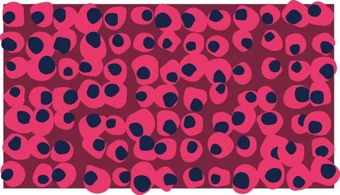 Close-up pattern of red blood cells under microscope Stock Illustration