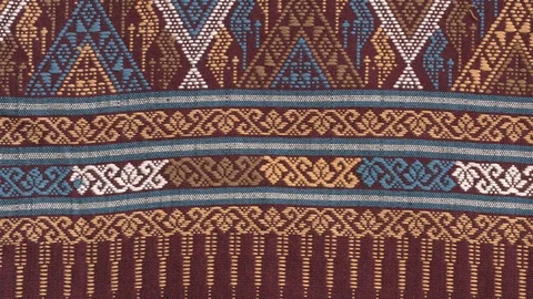 Close up Pattern of Traditional Northen Thai Cloth Video stock 92591872
