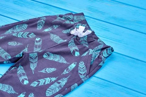 Close up of patterned childrens pants. Stock Photos