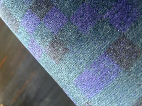 Close-Up of Patterned Textile seat with Blue and Purple Checkered Design Stock Photos
