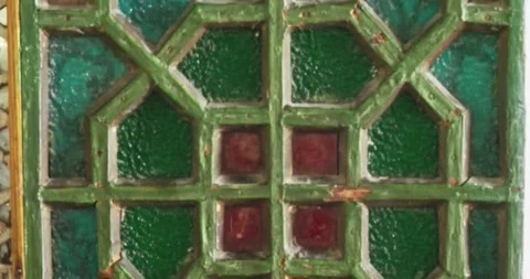 Close-up of patterns and decorative elements of mosaics and windows of the Stock Footage 310531382