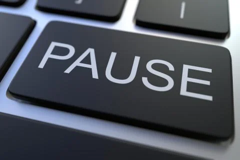 Close-up of PAUSE key on the keyboard. 3D rendering 스톡 일러스트