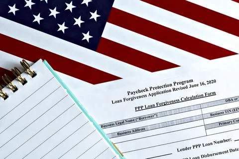 Close-up of paycheck protection program loan forgiveness application form Stock-Fotos