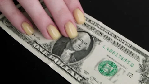 Close-Up Of Payment Of 1 Dollar Stock Footage 171805737