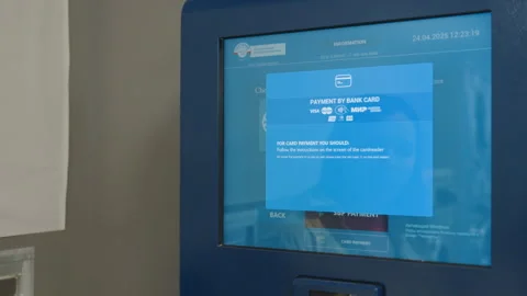 Close Up Payment Machine Screen Showing Laundry Service Options Stock Footage 318839045