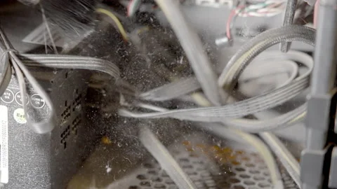 Close up of pc dust cleaning Stock-Footage 158579058