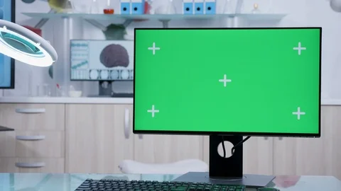 Close up of PC with green screen mock up Stock Footage 110899146