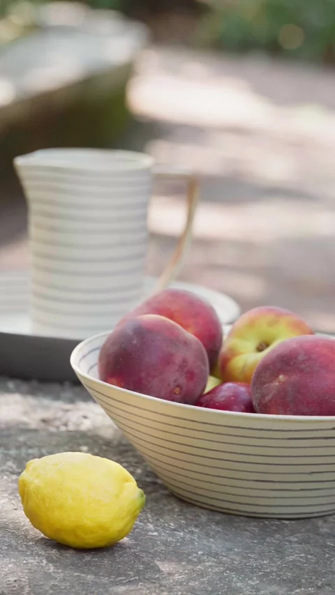 Close-Up of Peaches in a Outdoor Setting Stock Footage 340670152