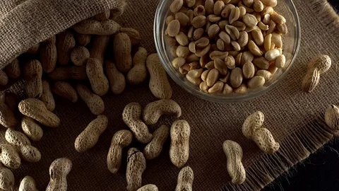 Close up with peanuts rotating. Stock Footage 71368851