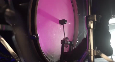 Close-up of the pedal beats on the drum Stock Footage 153918333