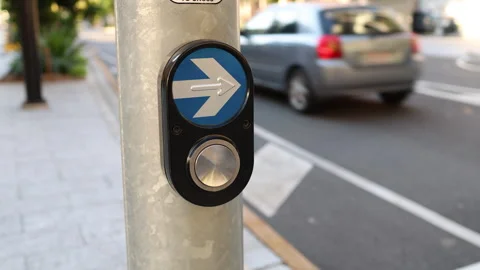 Close-up of a pedestrian crossing button in a city 動画素材 344673156