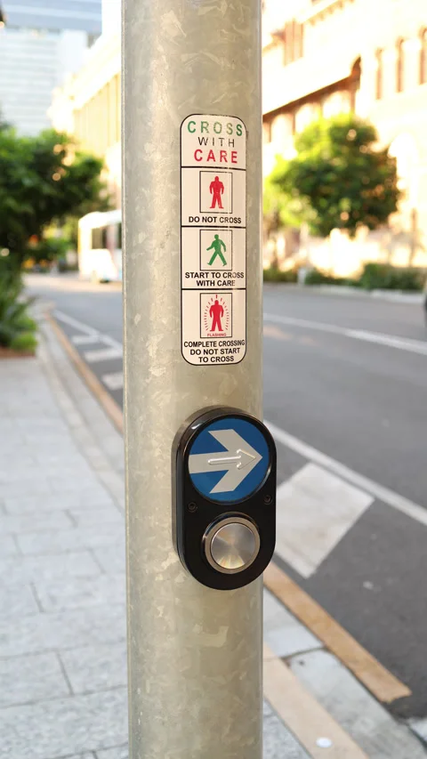 Close-up of a pedestrian crossing button in a city 動画素材 344673661