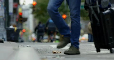 Close up Pedestrians Walking Through The Famous Beautiful Manhattan Streets  Stock Footage 111857379