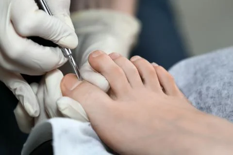 Close up pedicure process Stock Photos