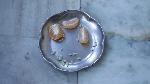 Close-up of Peeled Orange Seeds Stock Footage 73319203