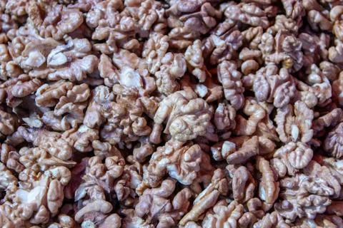 Close up of peeled walnuts  texture or background Stock Photos