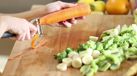 Close-up of peeling carrot Stock Footage 59540817