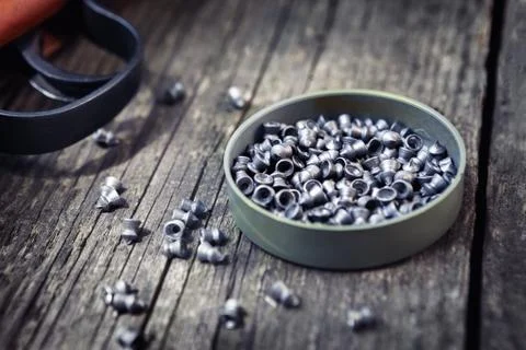 Close up of pellets for air gun Stock Photos