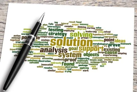 Close Up Pen And Solution Word Cloud Stock-Illustration