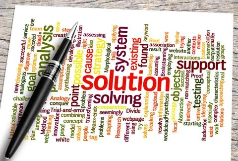 Close Up Pen And Solution Word Cloud Illustrazione stock