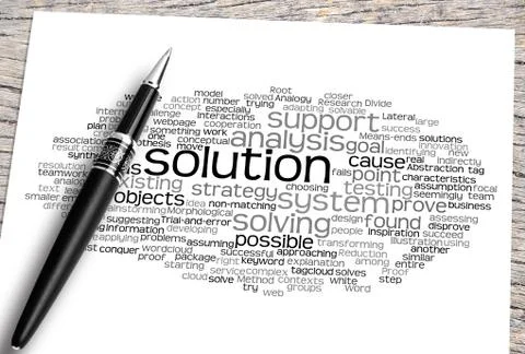 Close Up Pen And Solution Word Cloud Stockillustratie