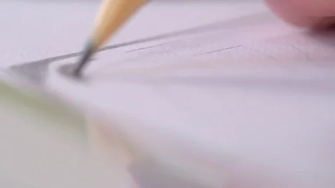Close Up of Pencil Creating Technical Drawing 2 Stock Footage 124193018