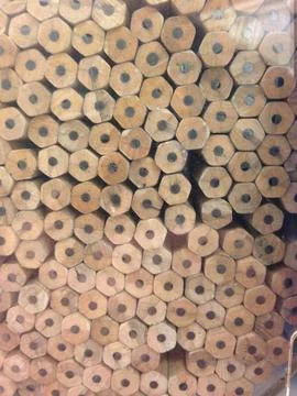 Close Up Of Pencil Ends Arranged In Hexagonal Pattern Stock Photos
