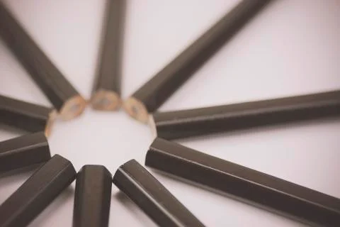 Close up of pencils in a circle Stock Photos
