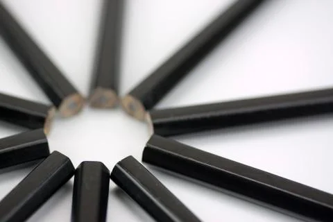 Close up of pencils in a circle Stock Photos