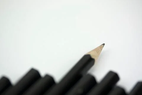 Close up of pencils in a line Stock Photos