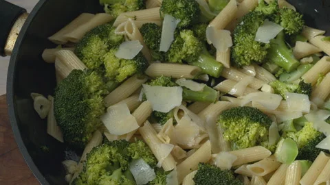 Close-up of penne pasta with broccoli. Stock Footage 327454636