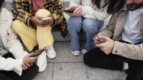 Close up of people hands sharing content on social media network with smartphone Stock Footage 169673644