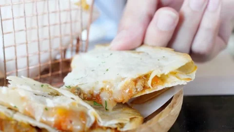 Close-up Of People from Hands Taking Slices of Pizza fresh hot pizza Stock-Footage 336586657