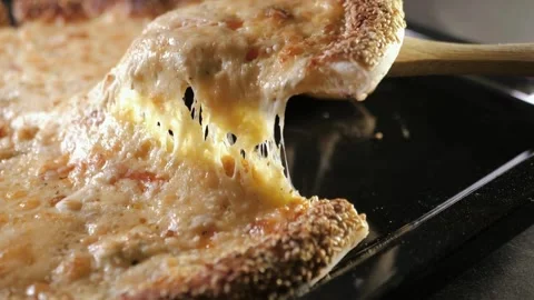 Close up of people hands taking slices pizza from food tray SLO MO DS Lifting a Stock Footage 336586696