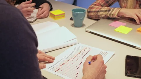 Close Up of people hands working at the office meeting Stock Footage 94831405