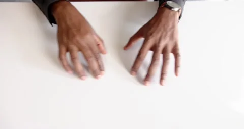 Close up of people talking to the camera, african american businessman's hands Stock Footage 345566957