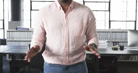 Close up of people talking to the camera, clapping hands, man standing in office Stock Footage 344381883