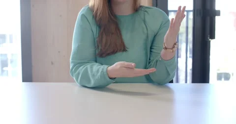 Close up of people talking to the camera, clapping hands, woman in blue shirt Stock Footage 345713121