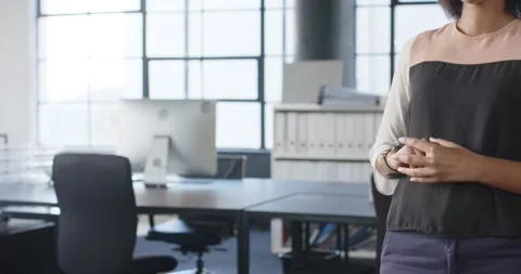 Close up of people talking to the camera, pointing in office, woman giving Stock Footage 345060634
