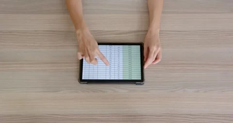Close up of people talking to the camera, using tablet, person analyzing data on Stock Footage 345568631