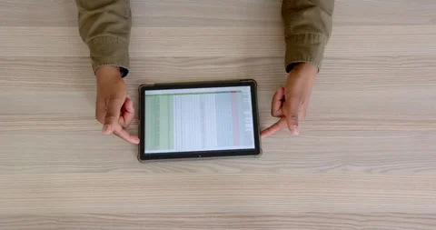 Close up of people talking to the camera, using tablet, person analyzing Stock Footage 346026230