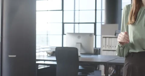 Close up of people talking to the camera, working in modern office, woman Stock Footage 345033876