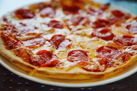 Close-up of pepperoni pizza. Foto stock