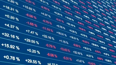 Close-up percentage  signs, spreadsheet with financial figures, business data Stock Footage 344124076