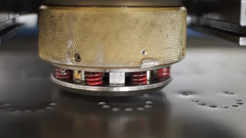 Close-up of a perforating device on a production machine in heavy industry Video stock 88588238