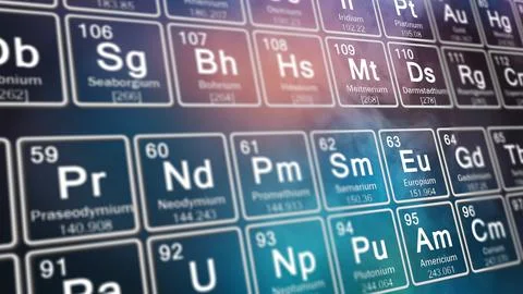 Close-up of Periodic Table of Elements with Lanthanides Stock Illustration